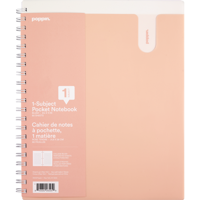 slide 1 of 1, 1 Subject Spiral Notebook Blush, 1 ct