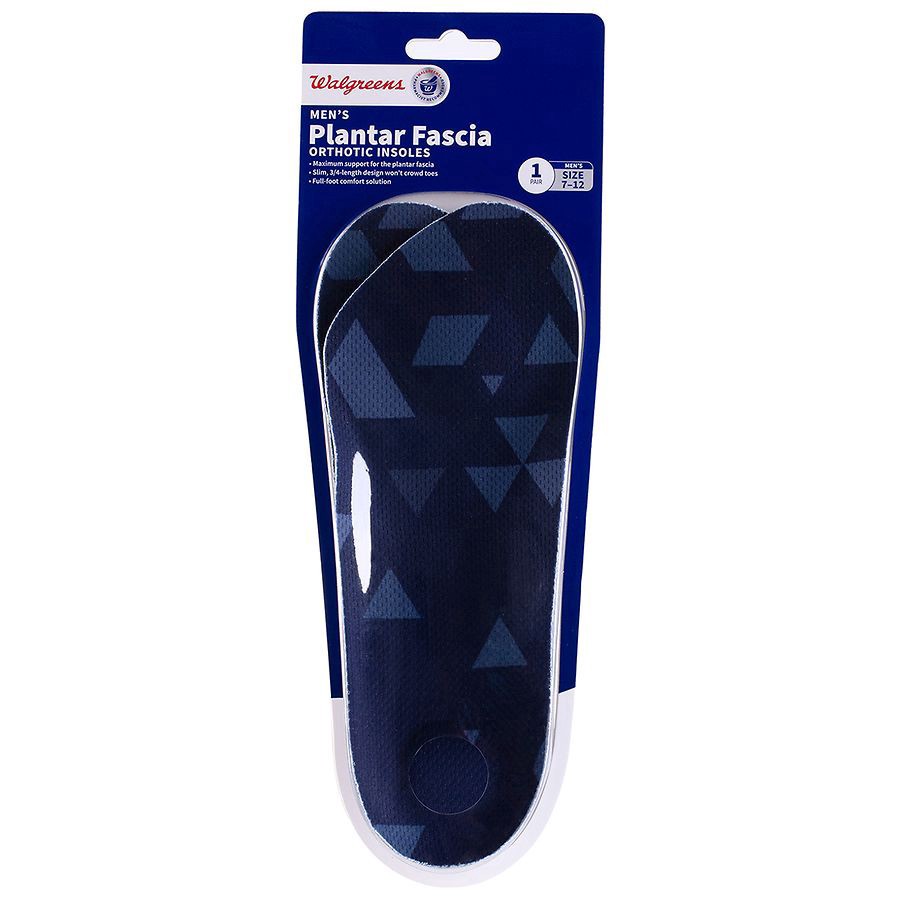 slide 1 of 1, Walgreens Men's Plantar Fascia Orthotic Insoles, size 7 ct; 12 1pair