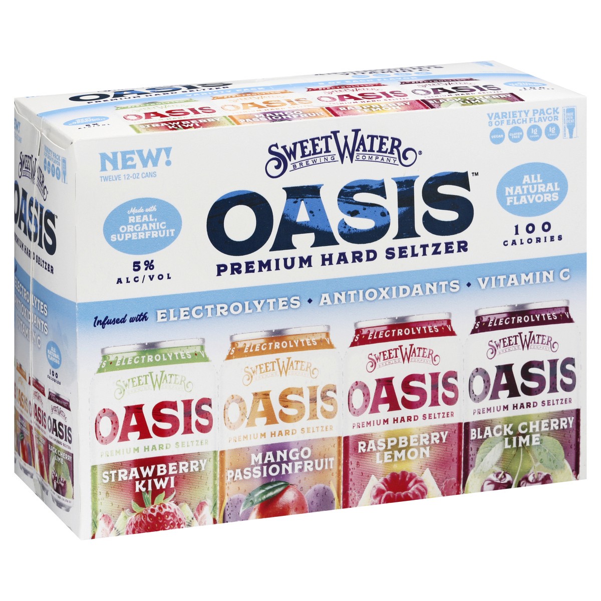 slide 2 of 9, SweetWater Brewing Co Oasis Variety Pack Premium Hard Seltzer 12 ea, 12 ct; 12 oz