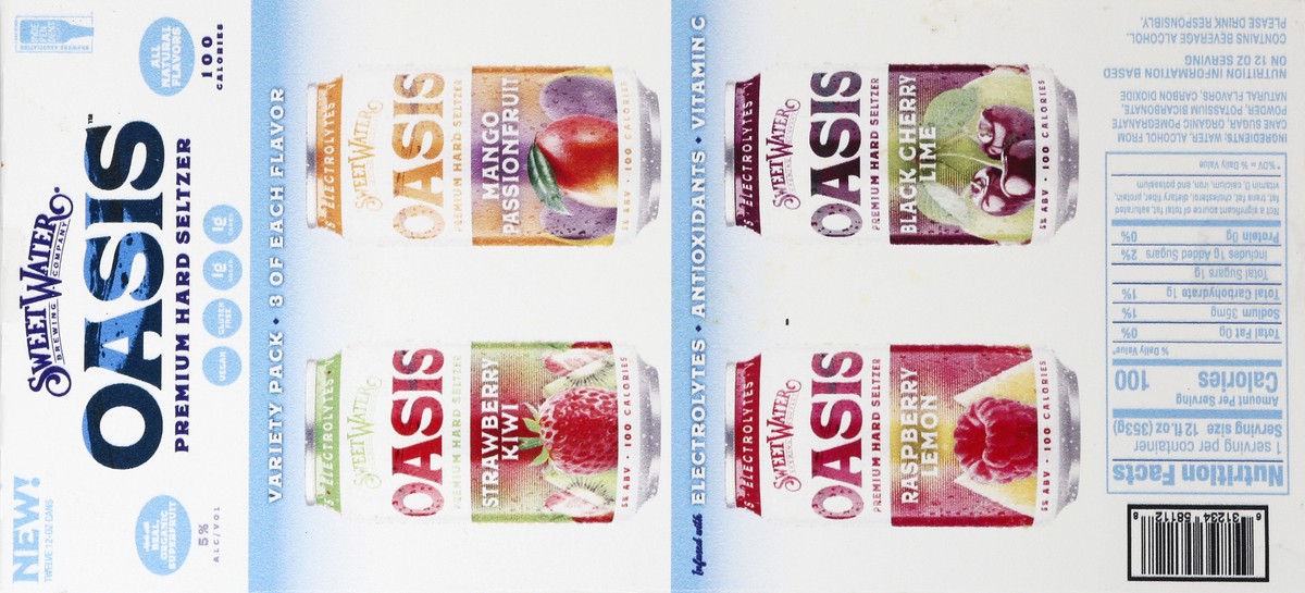 slide 4 of 9, SweetWater Brewing Co Oasis Variety Pack Premium Hard Seltzer 12 ea, 12 ct; 12 oz