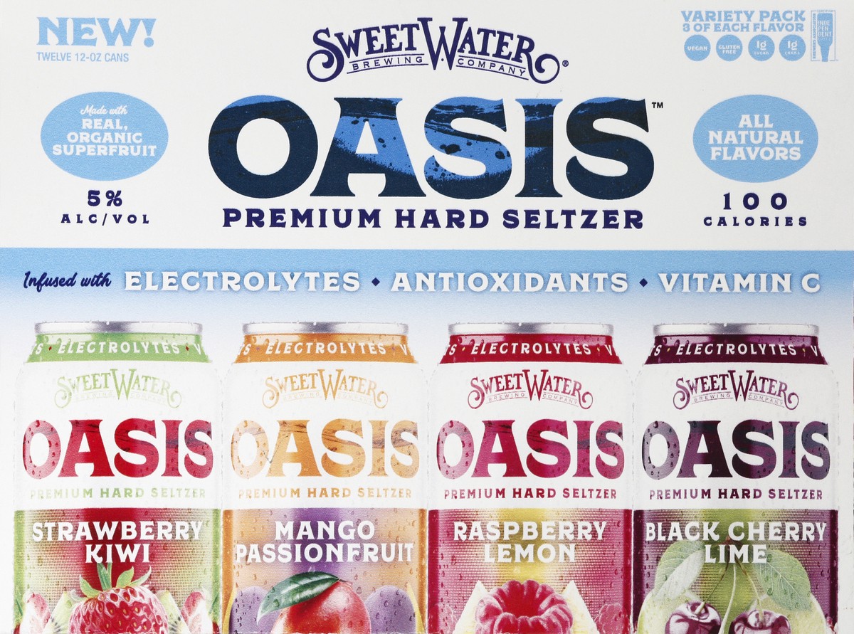 slide 6 of 9, SweetWater Brewing Co Oasis Variety Pack Premium Hard Seltzer 12 ea, 12 ct; 12 oz