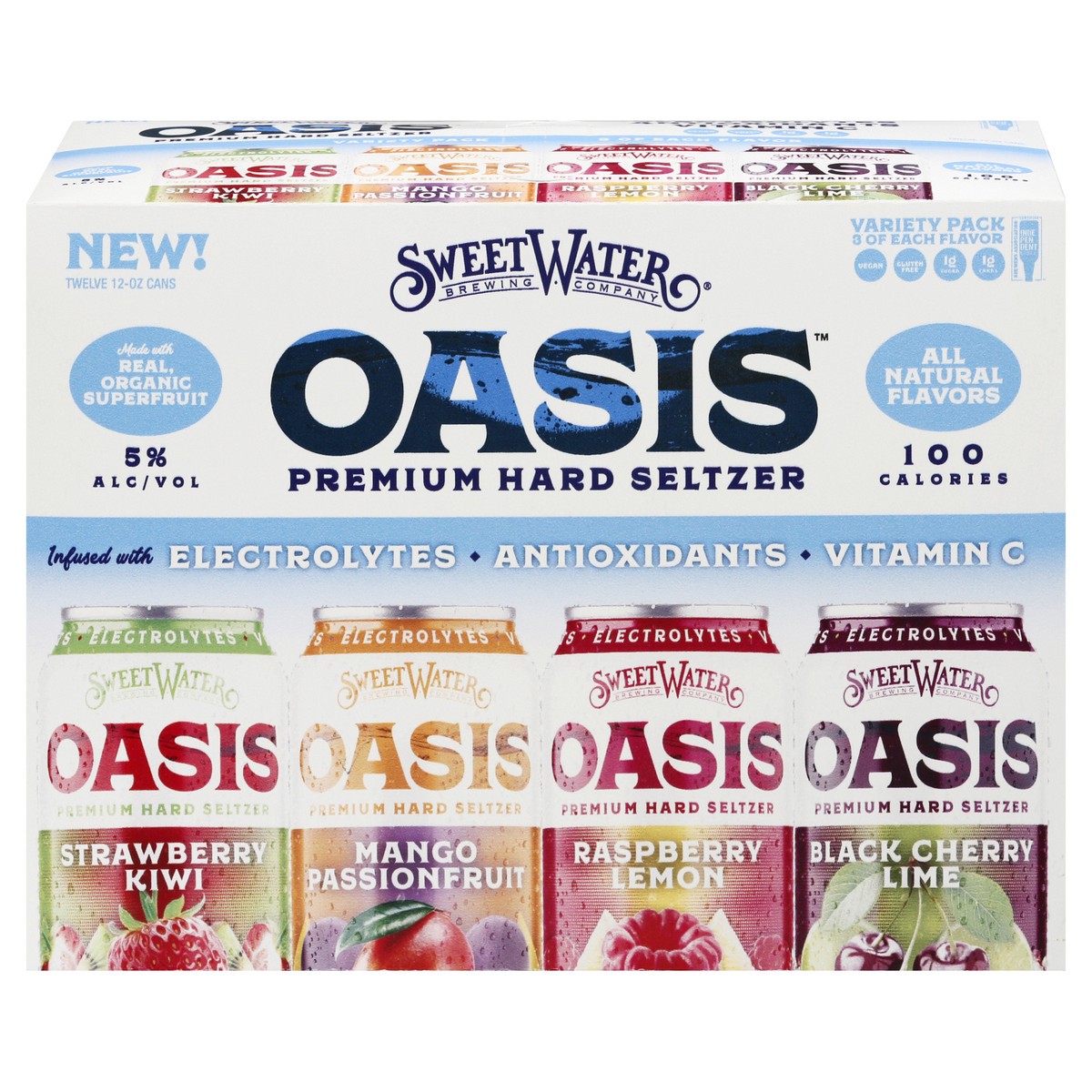 slide 1 of 9, SweetWater Brewing Co Oasis Variety Pack Premium Hard Seltzer 12 ea, 12 ct; 12 oz