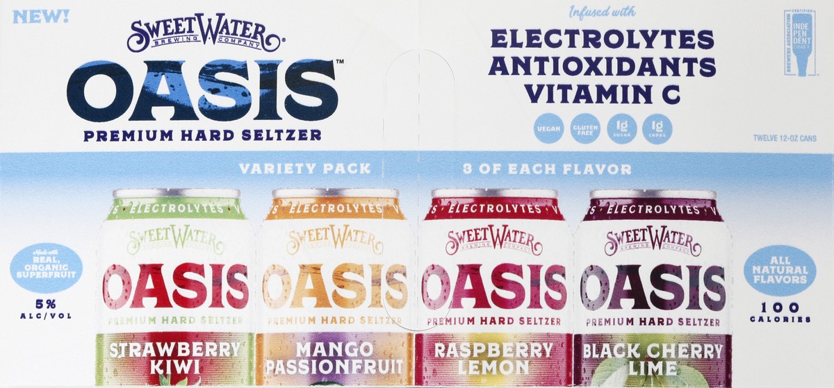 slide 9 of 9, SweetWater Brewing Co Oasis Variety Pack Premium Hard Seltzer 12 ea, 12 ct; 12 oz