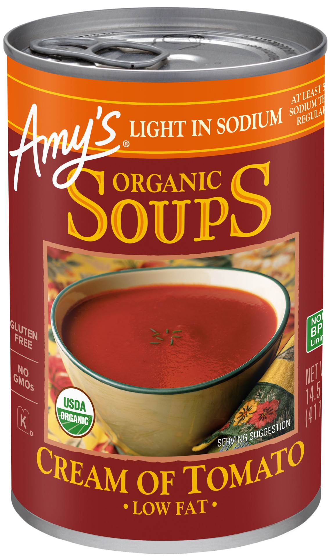 slide 1 of 9, Amy's Kitchen Light in Sodium Cream of Tomato Soup, 14.5 oz