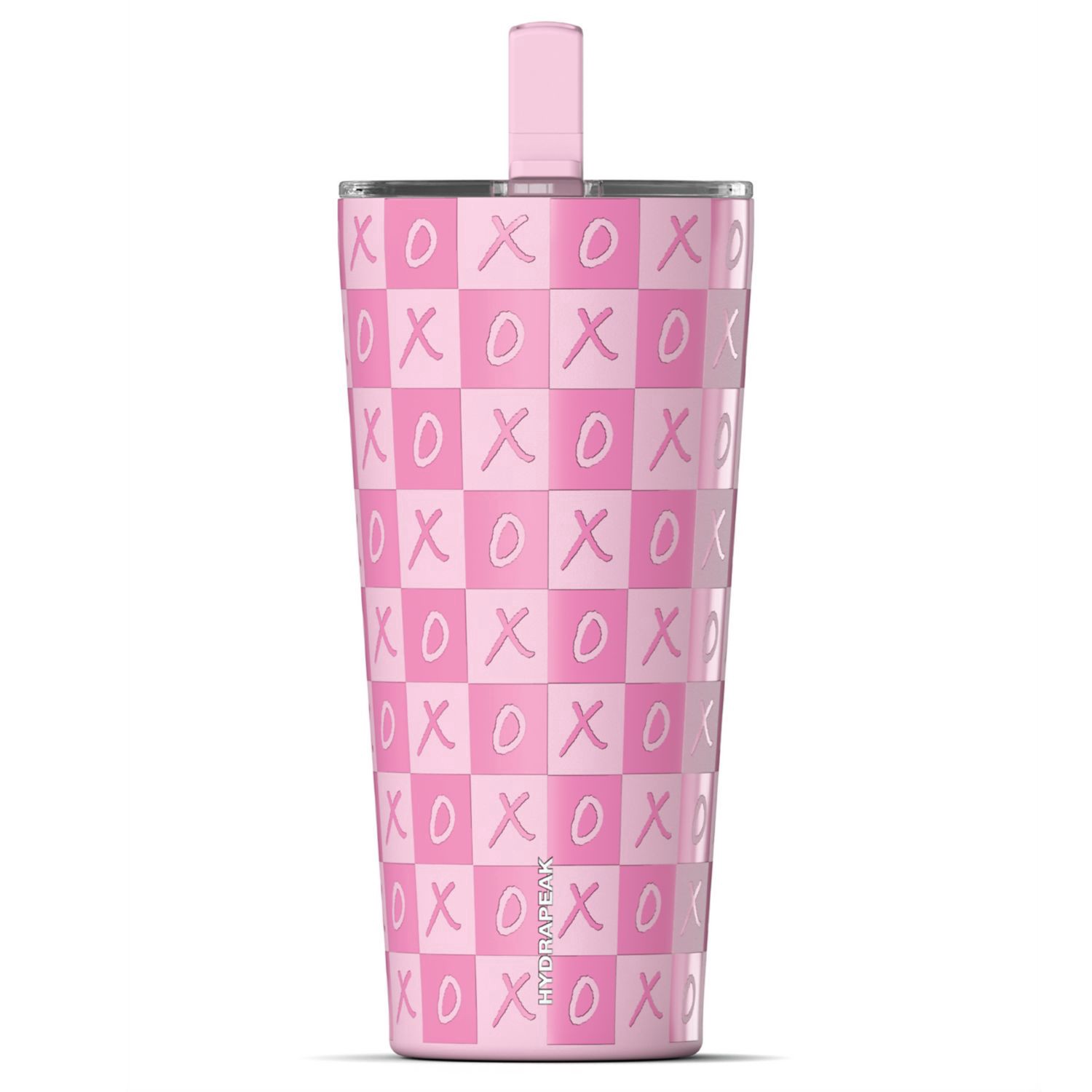 slide 1 of 1, Hydrapeak "Xoxo" Checkered Grande Insulated Stainless Steel Tumbler, Pink, 25 Oz, 1 ct