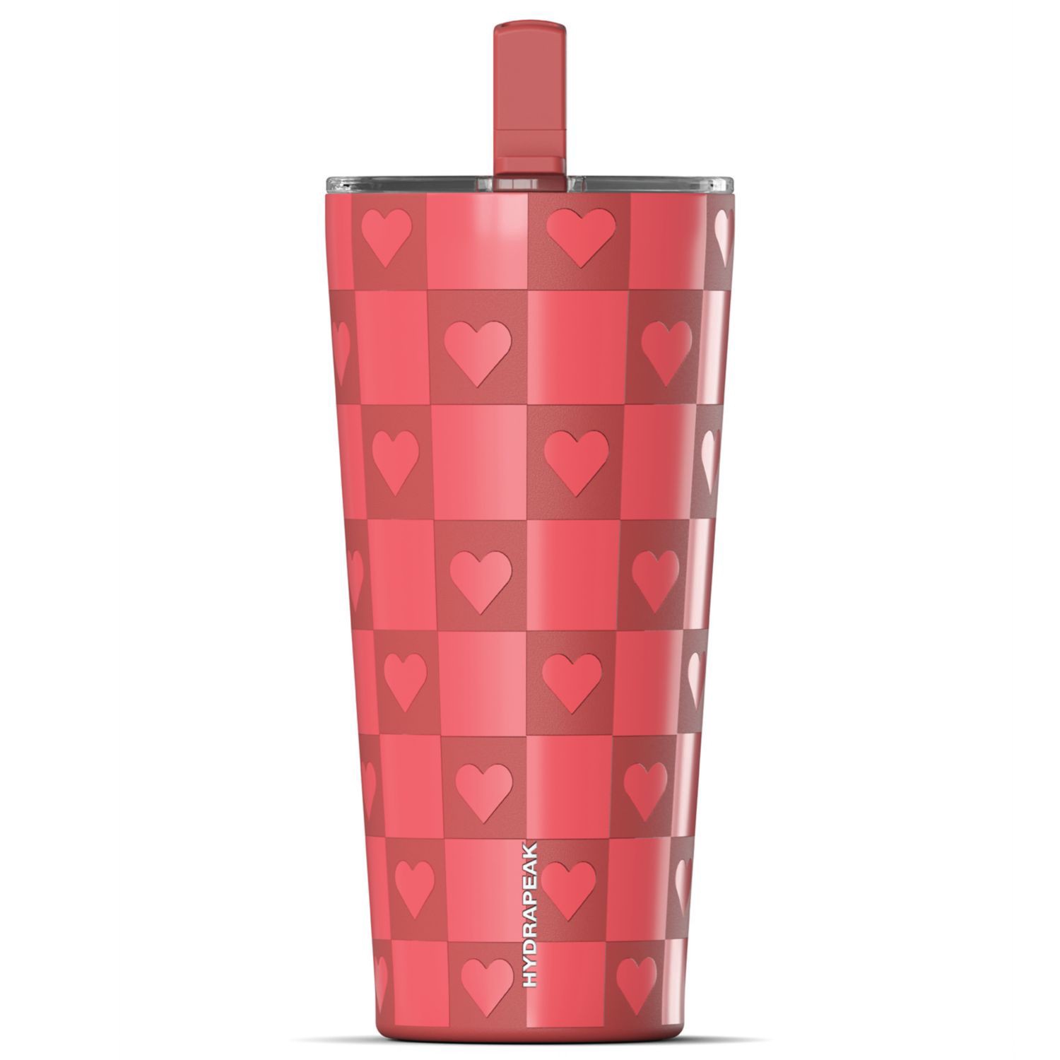 slide 1 of 1, Hydrapeak Checkered Hearts Grande Insulated Stainless Steel Tumbler, Red, 25 Oz, 1 ct
