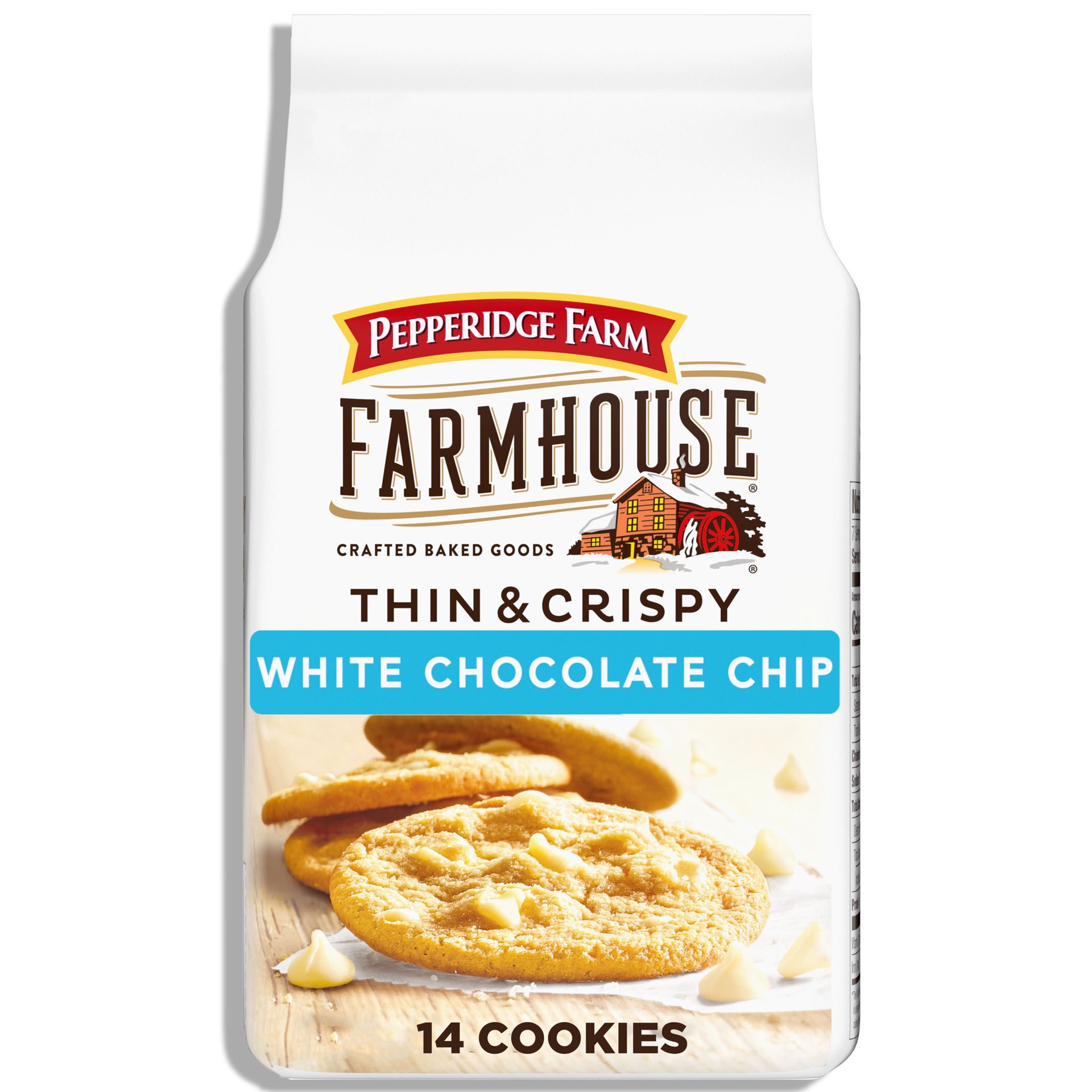 slide 1 of 5, Pepperidge Farm Farmhouse Thin & Crispy White Chocolate Chip Cookies, 6.9 Oz Bag, 6.9 oz
