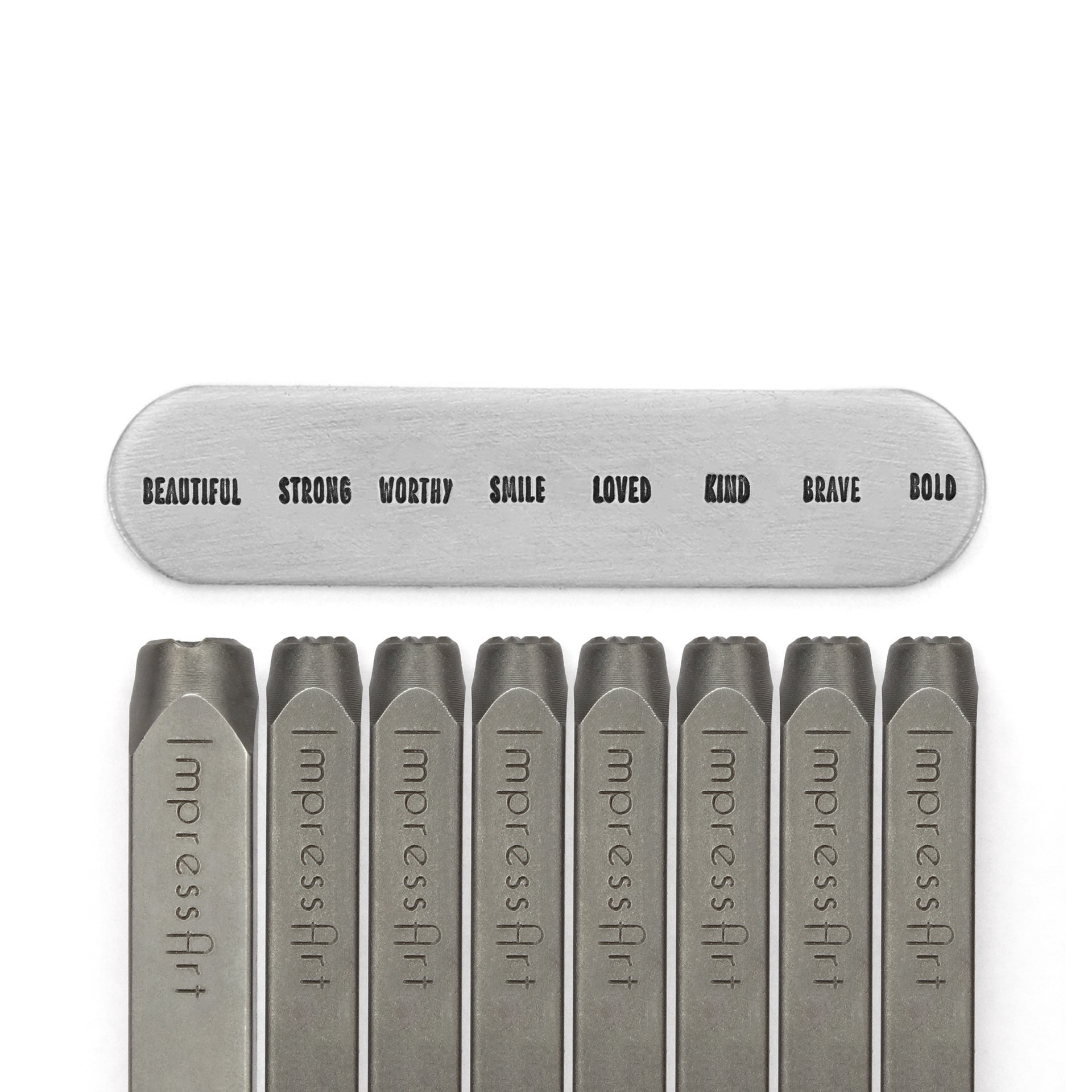 slide 5 of 5, Impressart 6mm & 9.5mm Inspirational Metal Stamps Pack, 6 mm