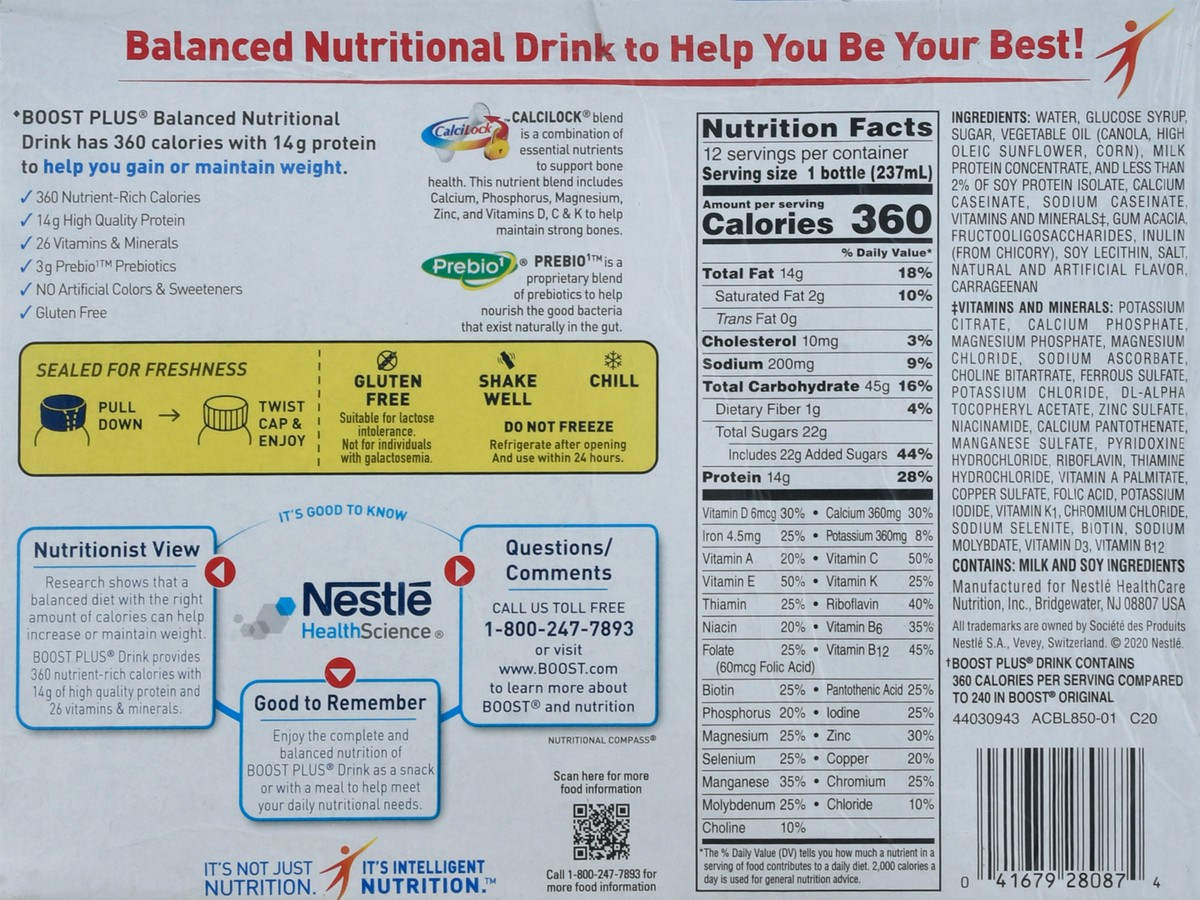 slide 8 of 9, Boost Plus Complete Nutritional Drink, Vanilla Delight, 12 ct; 8 fl oz