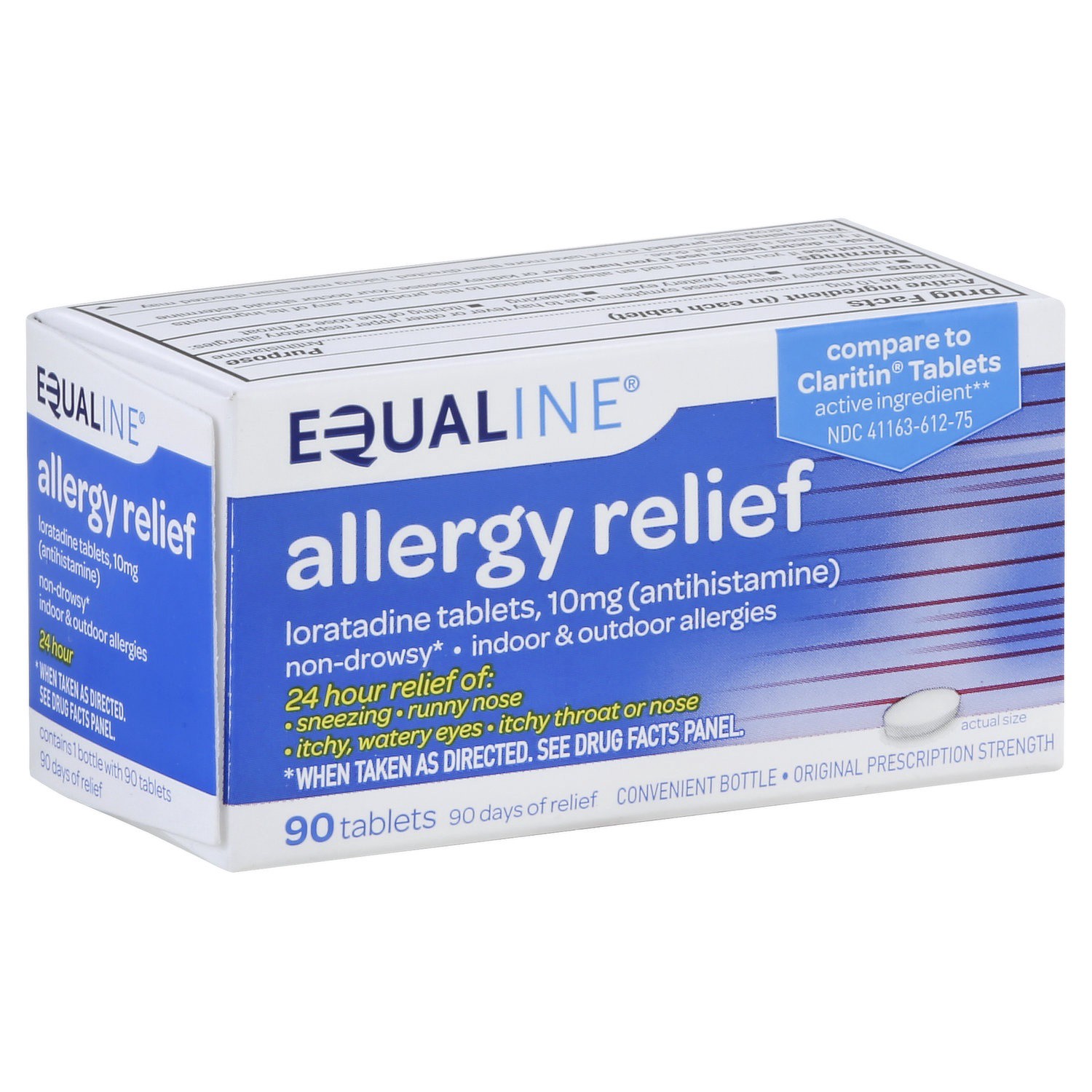 slide 1 of 1, Equaline Allergy Relief Non Drowsy Tablet, 90 ct