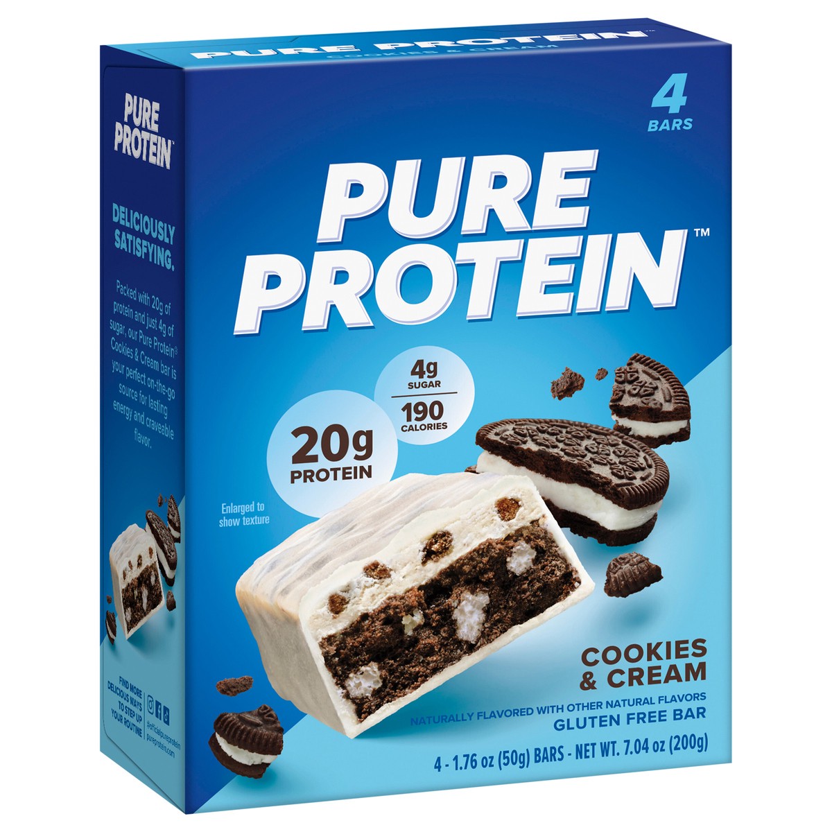 slide 14 of 14, Pure Protein Bars, High Protein, Nutritious Snack, Cookies and Cream, 20g Protein, 4 Count, 4 ct