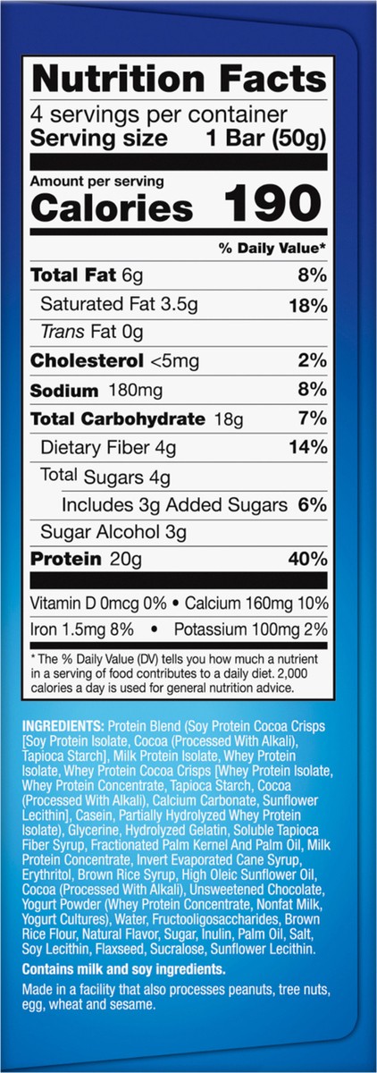slide 7 of 14, Pure Protein Bars, High Protein, Nutritious Snack, Cookies and Cream, 20g Protein, 4 Count, 4 ct