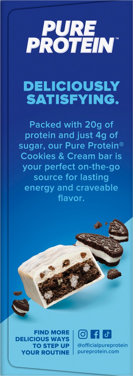 slide 10 of 14, Pure Protein Bars, High Protein, Nutritious Snack, Cookies and Cream, 20g Protein, 4 Count, 4 ct
