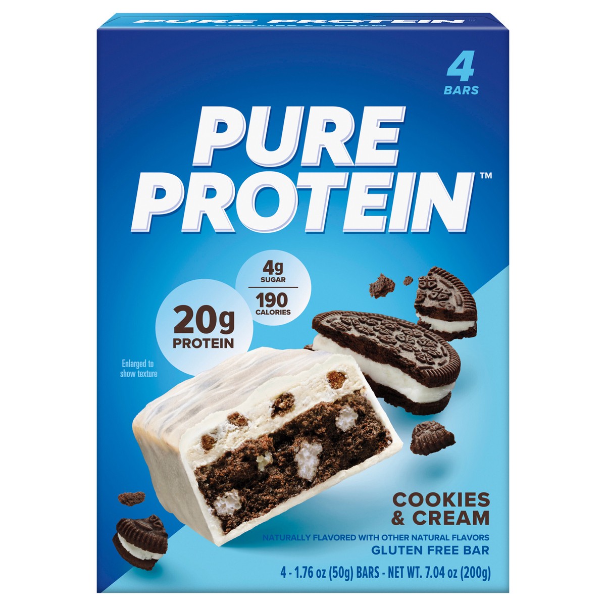 slide 1 of 14, Pure Protein Bars, High Protein, Nutritious Snack, Cookies and Cream, 20g Protein, 4 Count, 4 ct