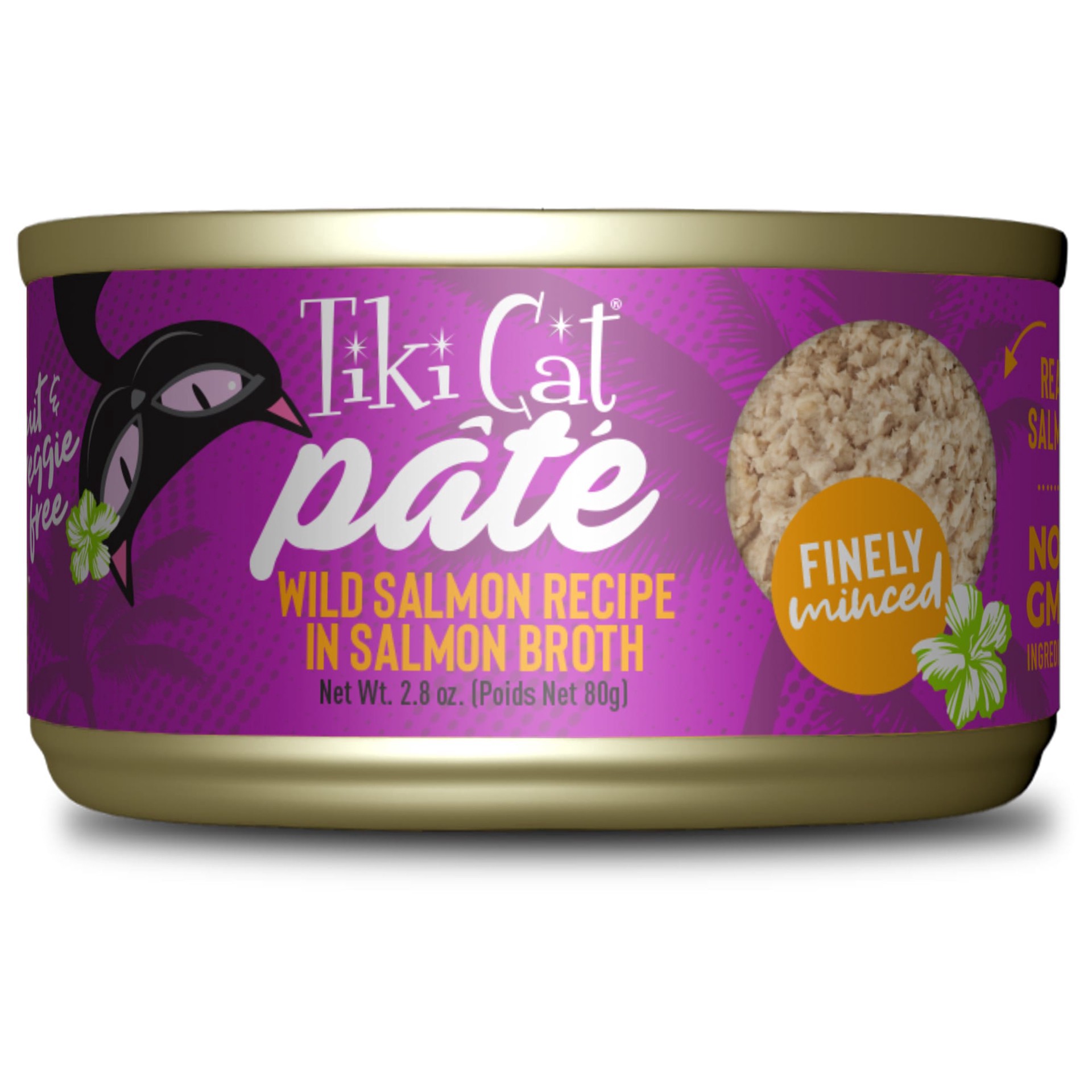 slide 1 of 1, Tiki Cat Luau Pate Wet Cat Food, Salmon, 2.8 oz. Can, 1 ct