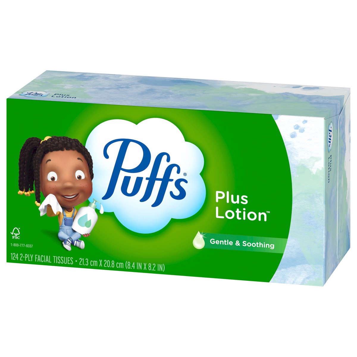 slide 2 of 5, Puffs Plus Lotion Facial Tissue, 1 Family Box, 124 Tissues Per Box, 124 ct