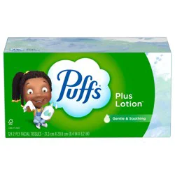 Puffs Plus Lotion Facial Tissue, 1 Family Box, 124 Tissues Per Box