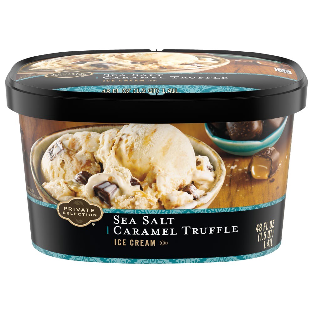 slide 1 of 5, Private Selection Sea Salt Caramel Truffle Ice Cream, 48 fl oz