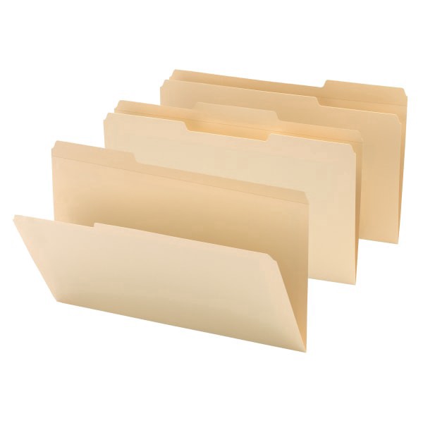 slide 2 of 3, Office Depot Brand Reinforced File Folders, 1/3-Cut Tabs, Legal Size, Manila, Box Of 100, 100 ct