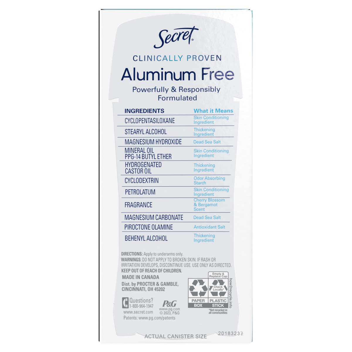 slide 23 of 29, Secret Clinically Proven Aluminum Free Deodorant for Women Cherry Blossom & Bergamot, 2.4 oz