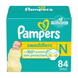 Pampers Swaddlers Diapers, Size 0 (up to 10 lbs), 84 Count, Ultra Absorbent Disposable Infant Diaper