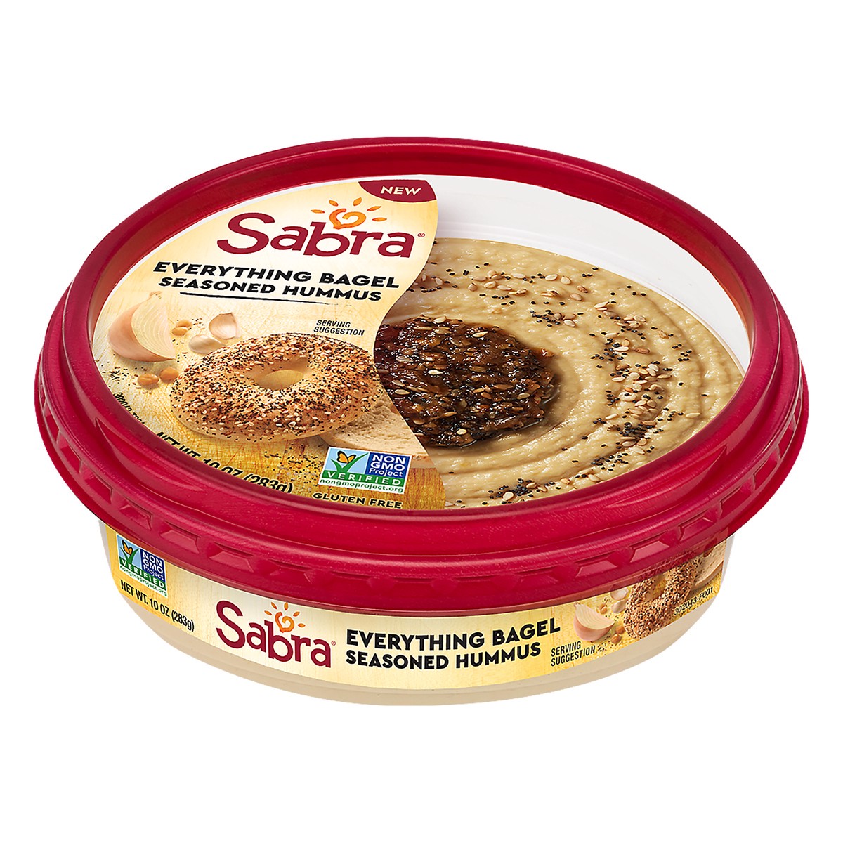 slide 1 of 6, Sabra Seasoned Everything Bagel Hummus 10, 10 oz