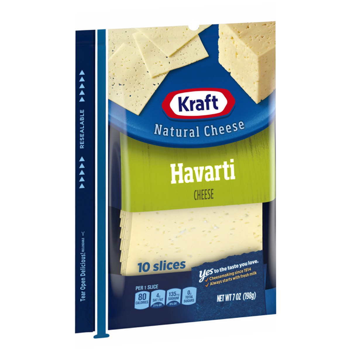 slide 7 of 8, Kraft Havarti Cheese Slices, 10 ct Pack, 7 oz