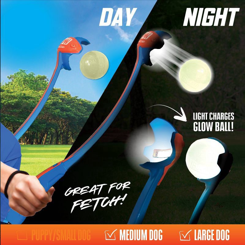 slide 4 of 5, Nerf Glow Led Launcher Dog Toy, Med-Lrg