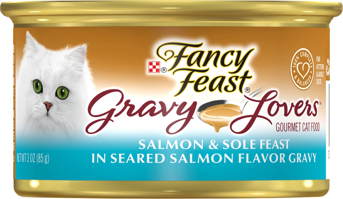 slide 6 of 8, Purina Fancy Feast Gravy Lovers Cat Food, Salmon & Sole in Gravy, 3 oz