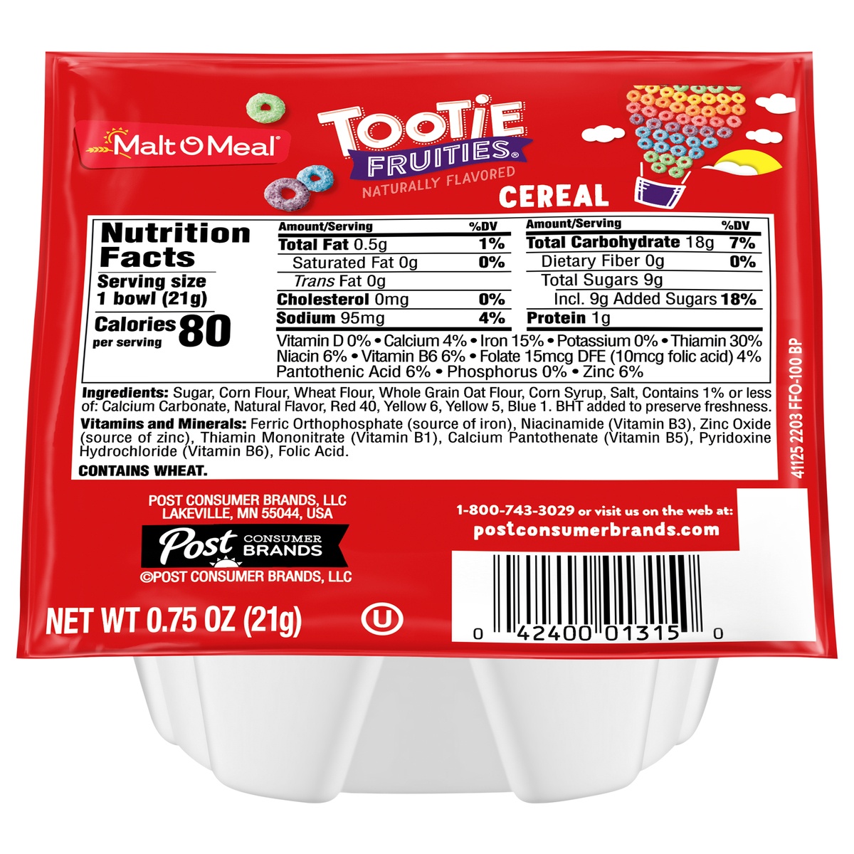 slide 1 of 5, Malt-O-Meal Tootie Fruities Single Serve, 0.75 oz