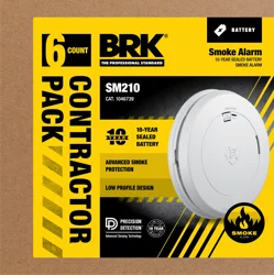 First Alert BRK 10-Year Battery Battery-operated Photoelectric Smoke detector 6 -Pack
