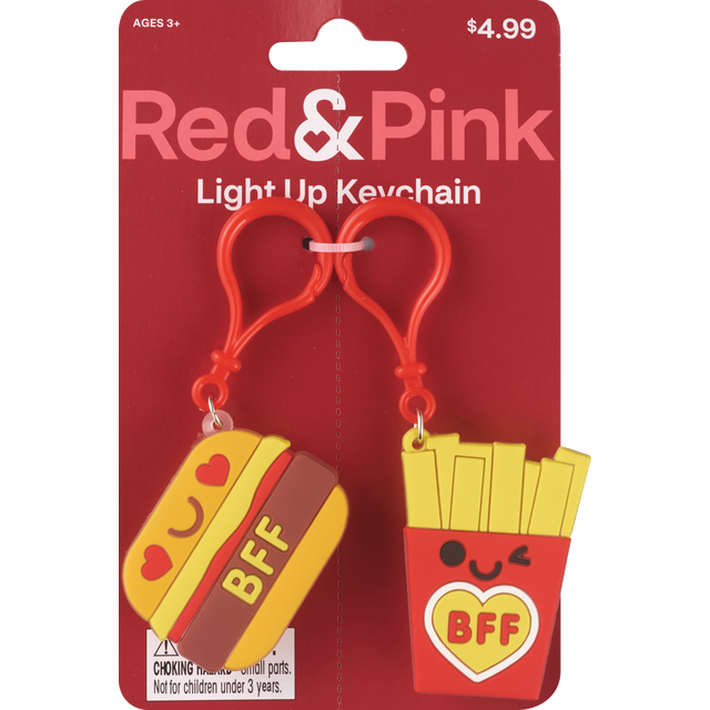 slide 1 of 1, RED AND PINK Light Up Keychain, 1 ct