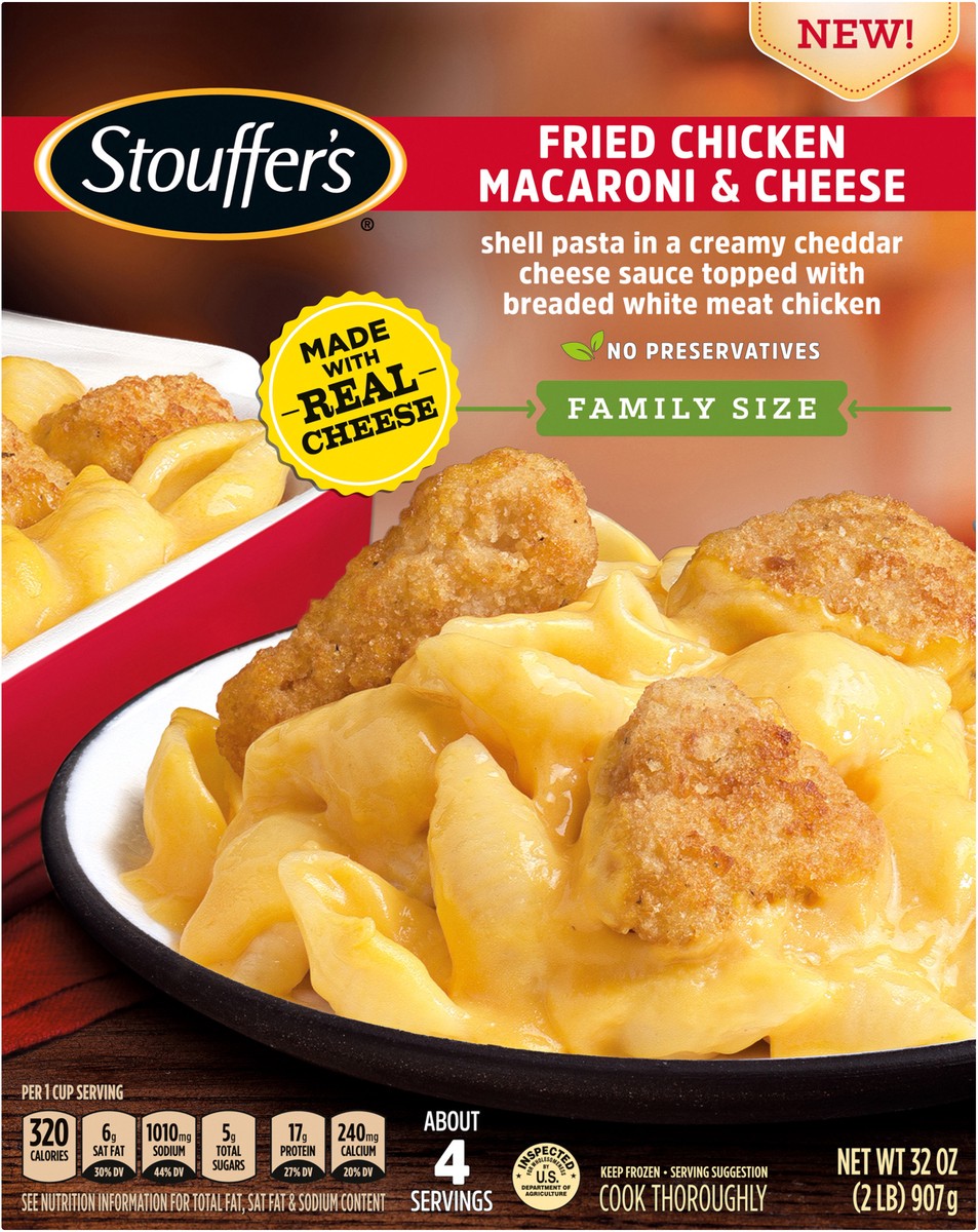 slide 7 of 8, Stouffer's Family Size Fried Chicken Macaroni & Cheese Frozen Meal, 32 oz