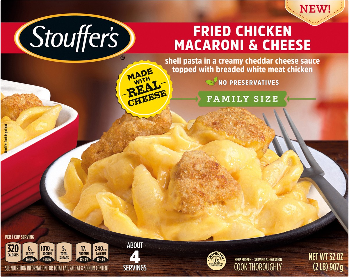 slide 5 of 8, Stouffer's Family Size Fried Chicken Macaroni & Cheese Frozen Meal, 32 oz