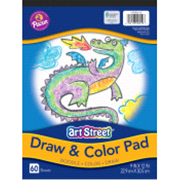 slide 1 of 1, Pacon Art Street Draw & Color Pad, White, 9" x 12", 9 in x 12 in