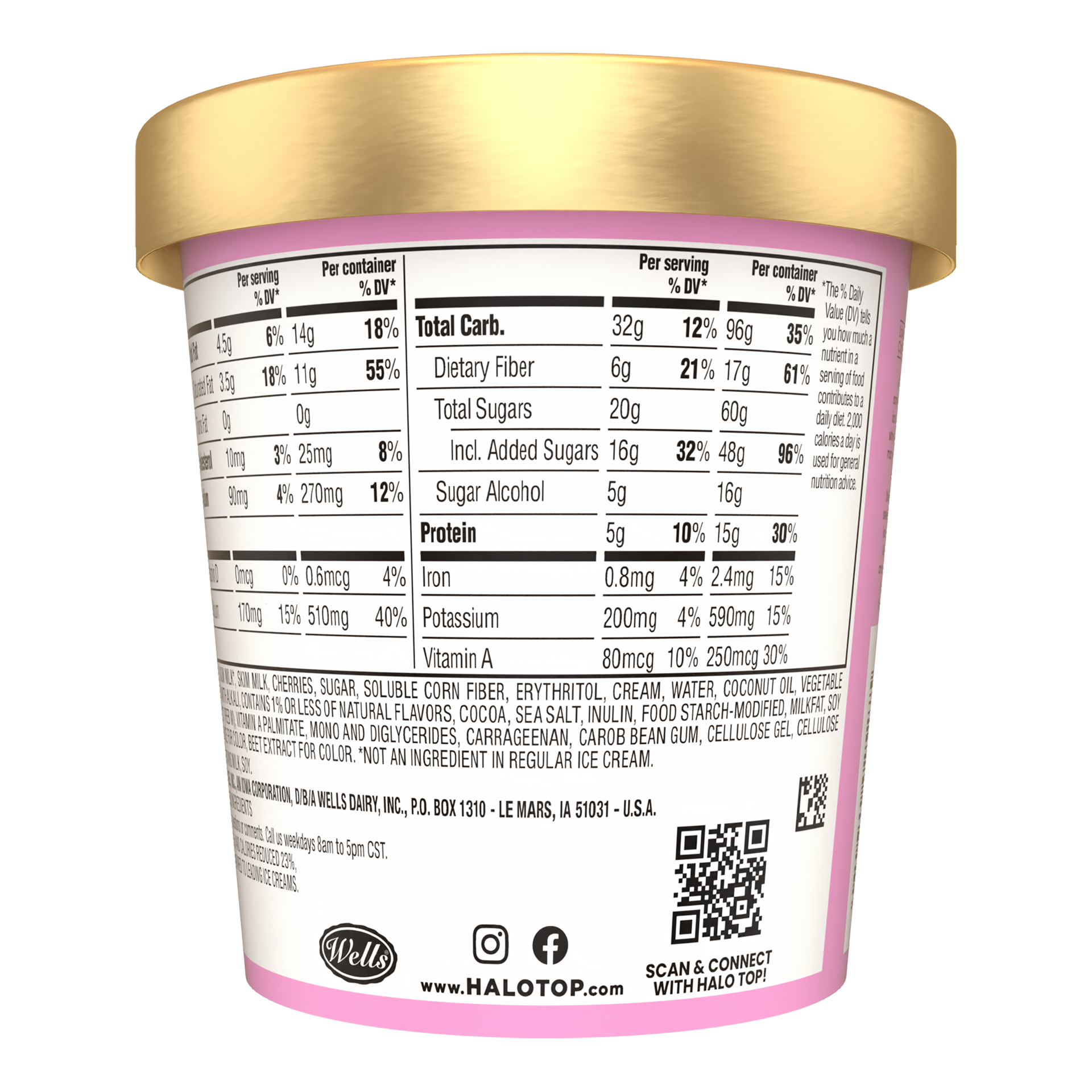 slide 3 of 4, Halo Top Cherry Chocolate Chunk Light Ice Cream Pint, 16 fl oz, 16 fl oz