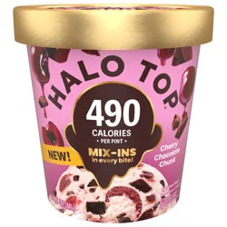Halo Top Creamery Cherry Chocolate Chip Chunk Light Ice Cream Pint, 16 fl oz