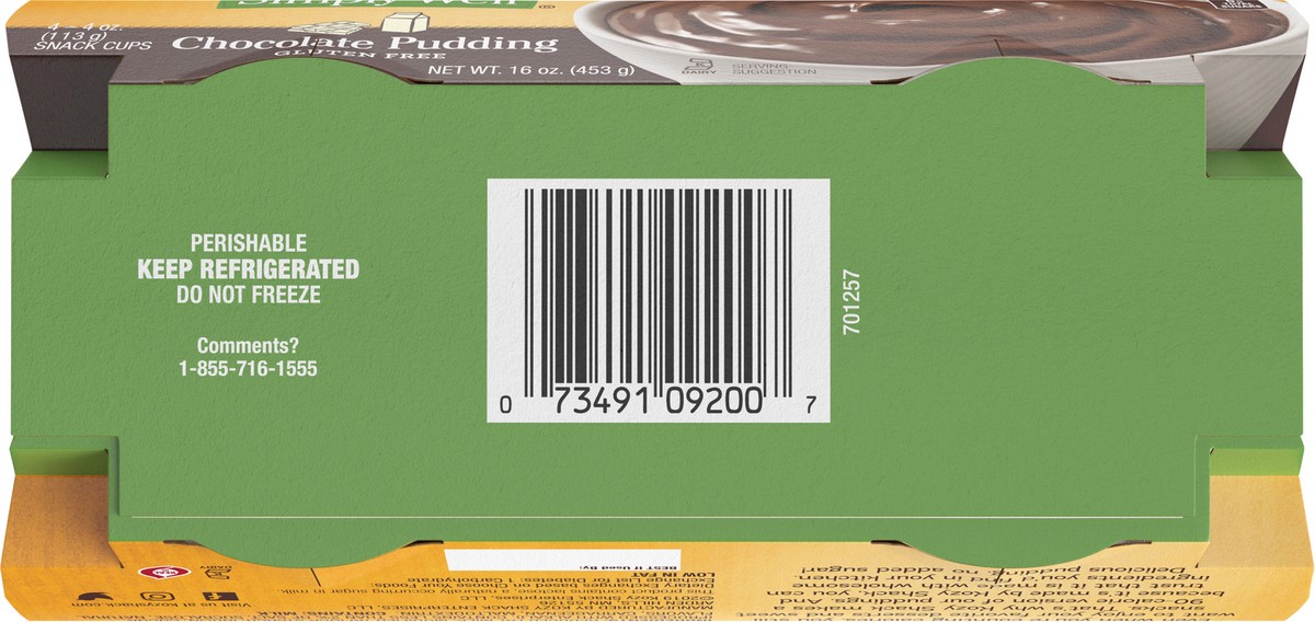 slide 2 of 11, Kozy Shack Simply Well Chocolate Pudding 4 Cups 4 oz Cup/Tub/Bowl 4 ea - 4 ct, 4 ct