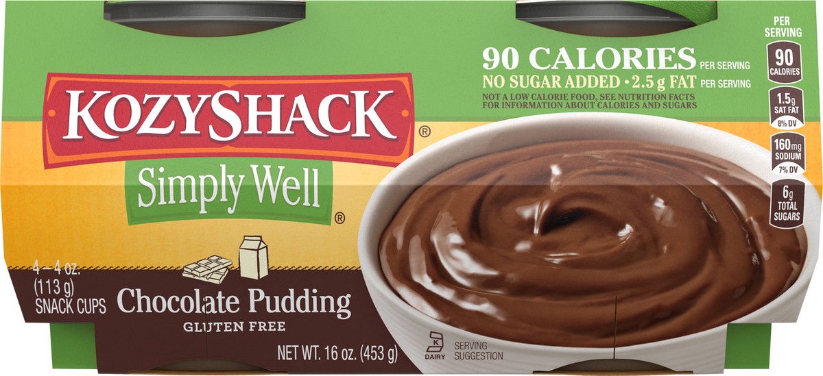 slide 7 of 11, Kozy Shack Simply Well Chocolate Pudding 4 Cups 4 oz Cup/Tub/Bowl 4 ea - 4 ct, 4 ct