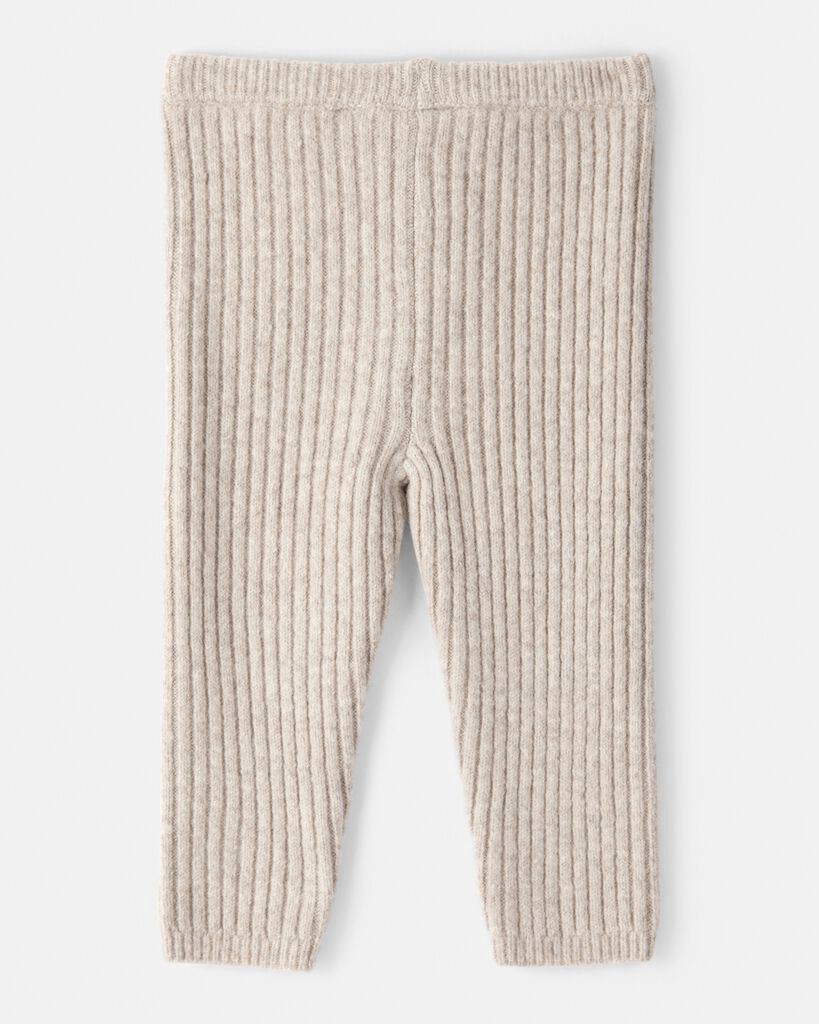 slide 3 of 3, Oshkosh Baby Girl Ribbed Sweater Knit Pants - Cream Beige 18M, 1 ct