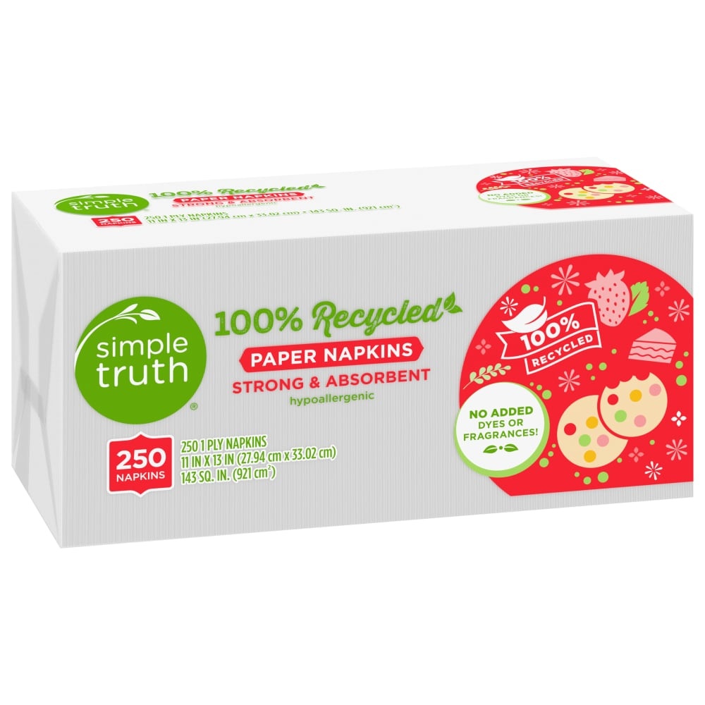 slide 1 of 2, Simple Truth 100% Recycled Paper Napkins, 250 ct