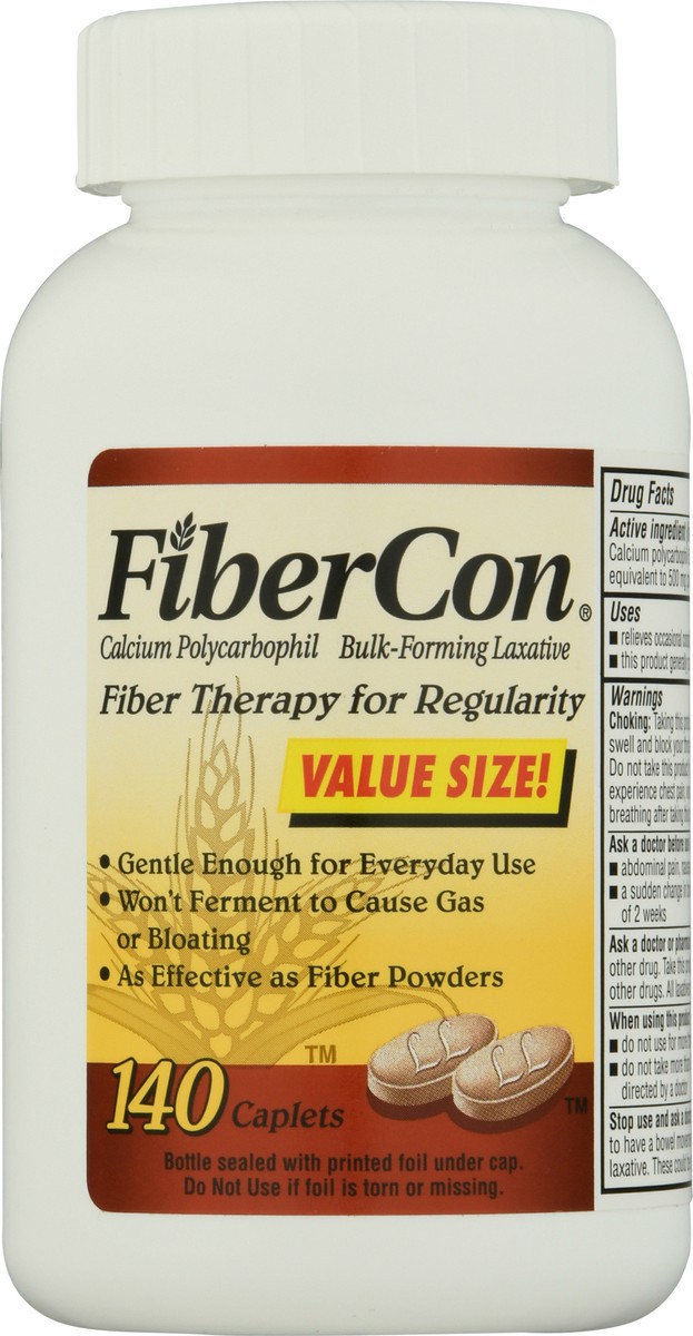 slide 6 of 9, FiberCon Fiber Therapy for Regularity Caplets 140 ea Bottle, 140 ct
