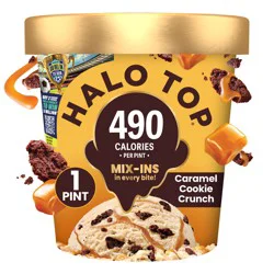 Halo Top Creamery Caramel Dark Chocolate Cookie Crunch Light Ice Cream Pint, 16 fl oz