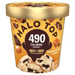 Halo Top Creamery Caramel Dark Chocolate Cookie Crunch Light Ice Cream Pint, 16 fl oz