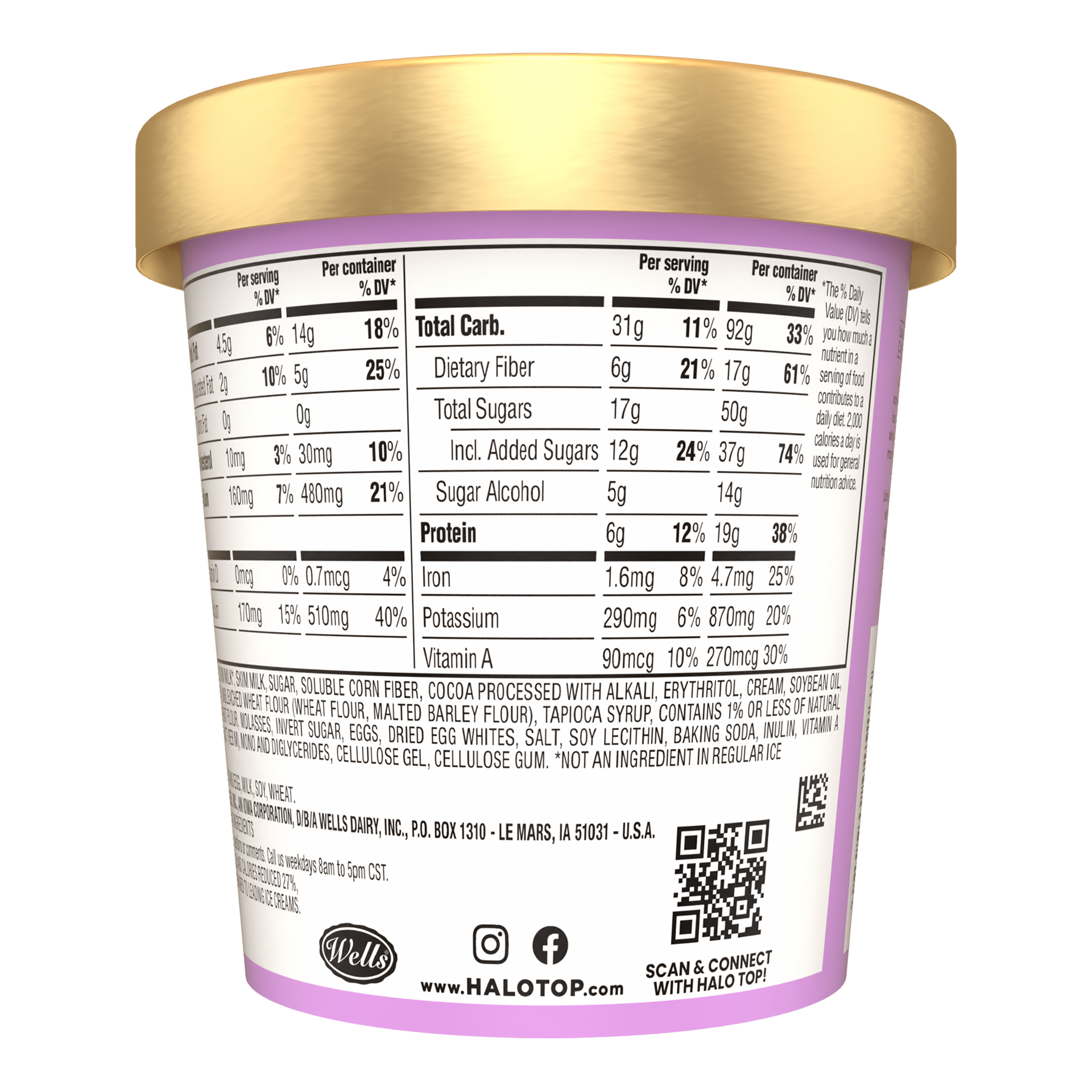 slide 3 of 4, Halo Top Chocolate Fudge Brownie Light Ice Cream Pint, 16 fl oz, 1 pint