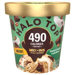 Halo Top Creamery Sweet Cream Cold Brew Coffee Light Ice Cream, Lower Calorie Frozen Dessert Pint, 16 fl oz