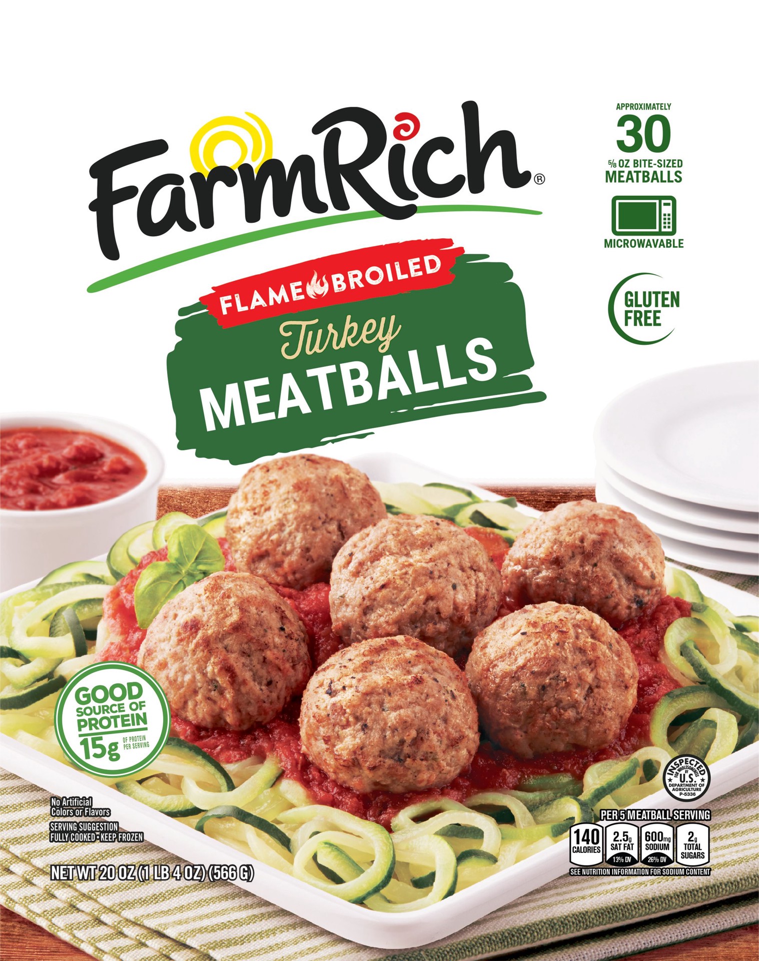 slide 3 of 3, Farm Rich Flame Broiled Turkey Meatballs 20 oz, 20 oz