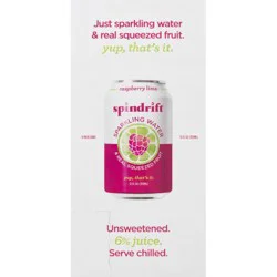 Spindrift Raspberry Lime Sparkling Water- 8 ct; 12 fl oz