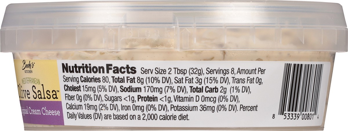 slide 3 of 9, Becki's Kitchen Becki's Cream Cheese Olive Salsa, 8 oz