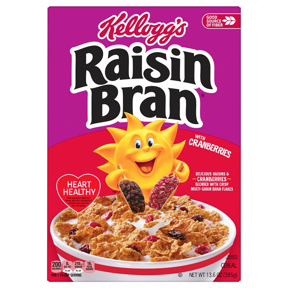 slide 1 of 5, Raisin Bran Kellogg's Raisin Bran Breakfast Cereal , Fiber Cereal, 13.6 oz, 13.60 oz